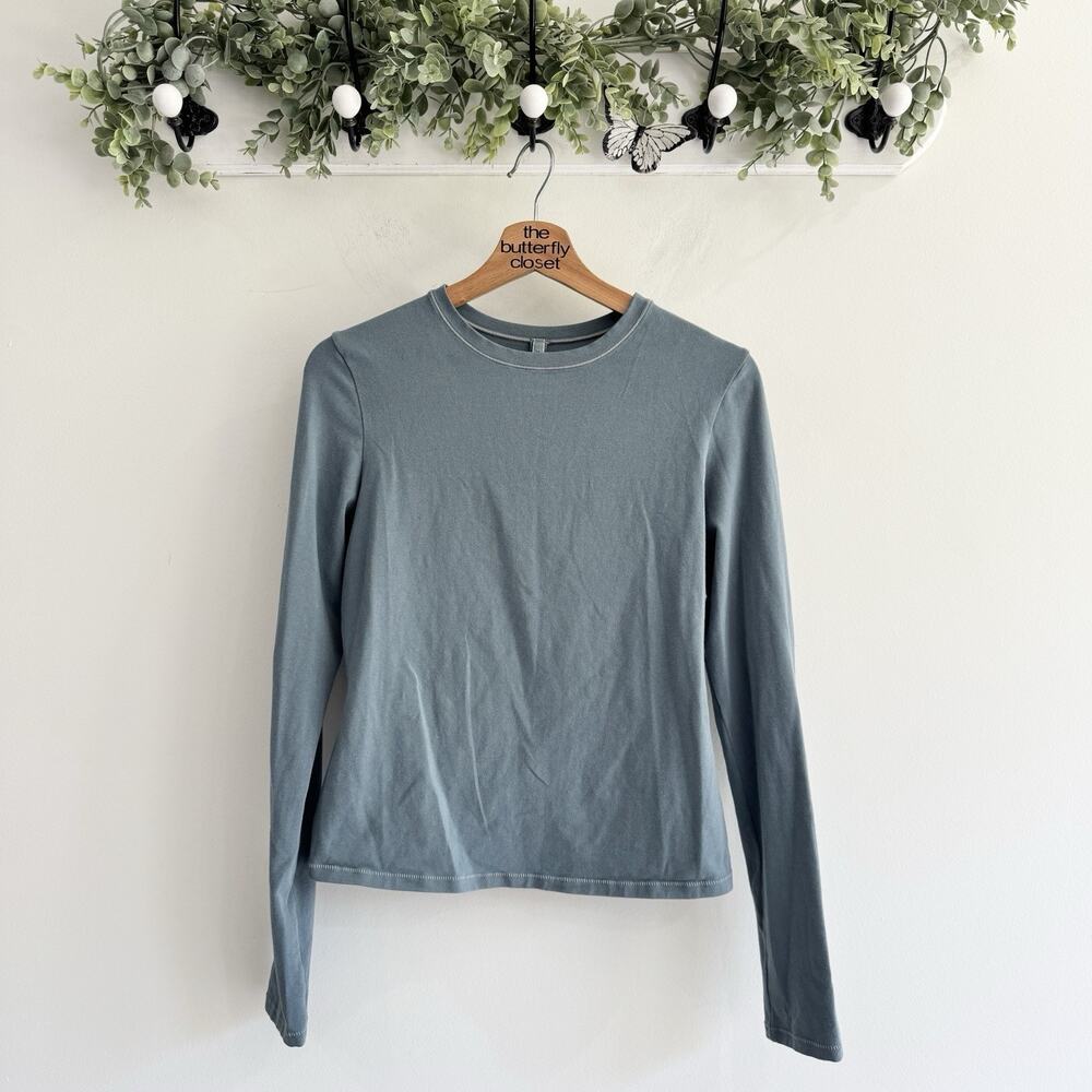 Skims Blue Classic Crewneck Long Sleeve Tee Large TS